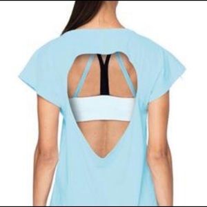 Blue open back workout t-shirt